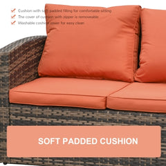 6 Piece Rattan Outdoor Sofa Set with Storage Table
