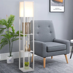 Standing Floor Lamp with 4-Tier Storage Shelf,