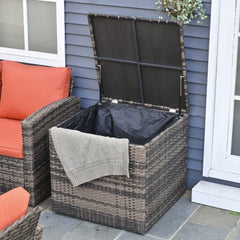 6 Piece Rattan Outdoor Sofa Set with Storage Table