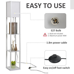 Standing Floor Lamp with 4-Tier Storage Shelf,