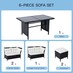 8 Seater Garden Rattan Furniture Rattan Corner Dining Sofa Set