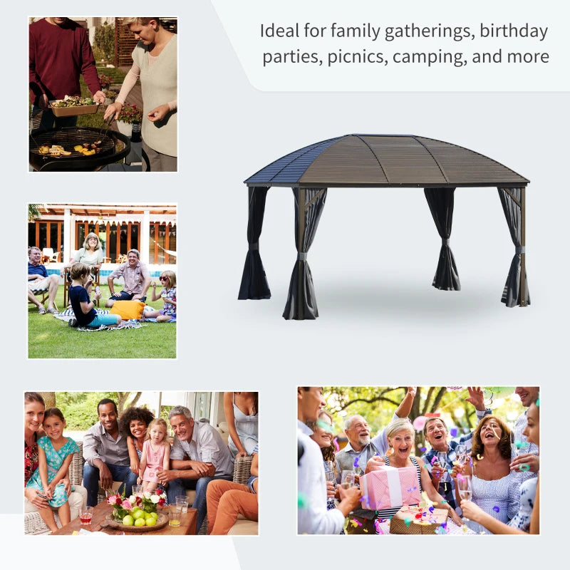 Steel/Aluminum Hardtop Gazebo 4 x 3m with Netting Curtains