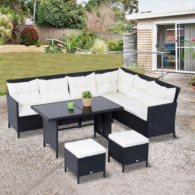 8 Seater Garden Rattan Furniture Rattan Corner Dining Sofa Set