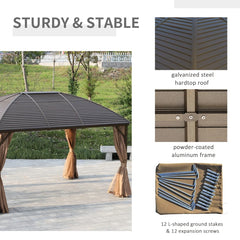 Steel/Aluminum Hardtop Gazebo 4 x 3m with Netting Curtains