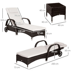Rattan Sun Loungers Recliner with FREE Coffee Table