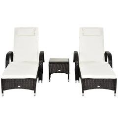 Rattan Sun Loungers Recliner with FREE Coffee Table