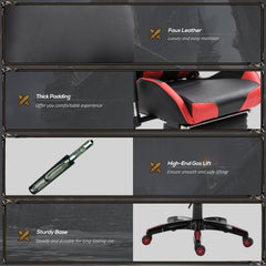 Gaming Chair, PU Leather - Red, Black