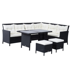 8 Seater Garden Rattan Furniture Rattan Corner Dining Sofa Set