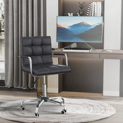 Mid Back Leather Office Desk Chair, Swivel Computer Chair