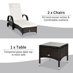 Rattan Sun Loungers Recliner with FREE Coffee Table