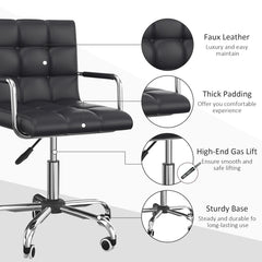 Mid Back Leather Office Desk Chair, Swivel Computer Chair