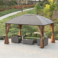 Steel/Aluminum Hardtop Gazebo 4 x 3m with Netting Curtains
