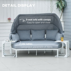 4 Pieces Outdoor Garden Lounge Set with Canopy