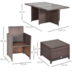 11 piece Rattan Garden Furniture Patio Dining Set 10-seater Cube Sofa Weave Wicker