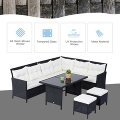 8 Seater Garden Rattan Furniture Rattan Corner Dining Sofa Set