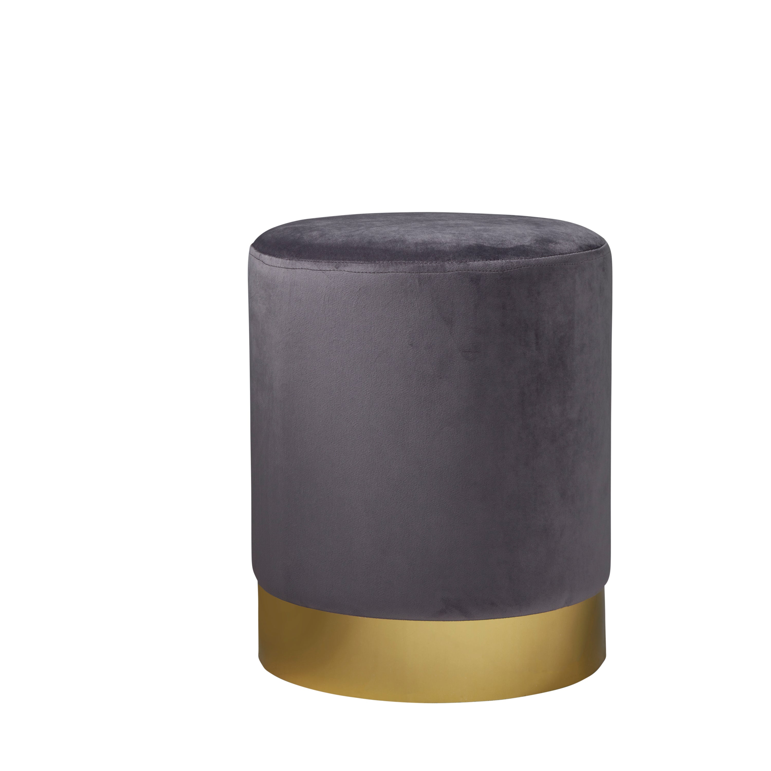 Round Velvet Footstool - Gold Finish