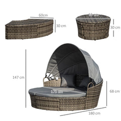Rattan Outdoor Daybed with Canopy
