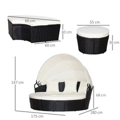 Rattan Outdoor Daybed with Canopy