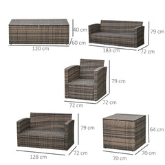 6 Piece Rattan Outdoor Sofa Set with Storage Table