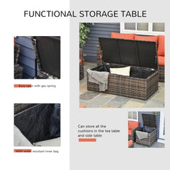 6 Piece Rattan Outdoor Sofa Set with Storage Table