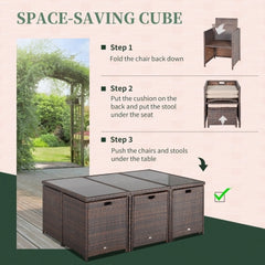 11 piece Rattan Garden Furniture Patio Dining Set 10-seater Cube Sofa Weave Wicker