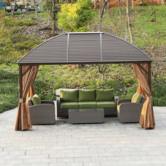 Steel/Aluminum Hardtop Gazebo 4 x 3m with Netting Curtains
