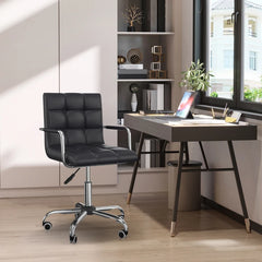 Mid Back Leather Office Desk Chair, Swivel Computer Chair
