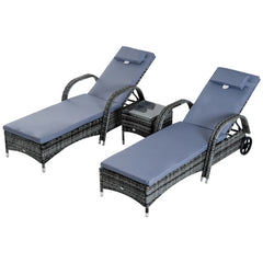 Rattan Sun Loungers Recliner with FREE Coffee Table
