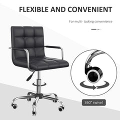 Mid Back Leather Office Desk Chair, Swivel Computer Chair