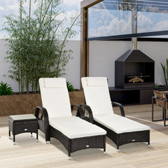 Rattan Sun Loungers Recliner with FREE Coffee Table