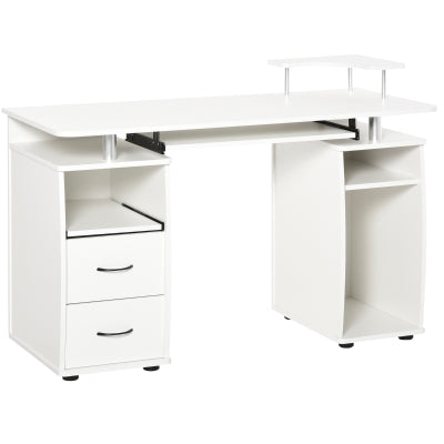 Computer Desk Office PC Table Workstation with Keyboard Tray, CPU Shelf, Drawers, Sliding Scanner Shelf