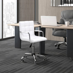 Mid Back Leather Office Desk Chair, Swivel Computer Chair