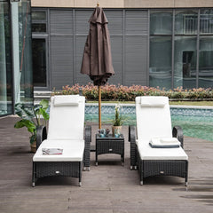 Rattan Sun Loungers Recliner with FREE Coffee Table