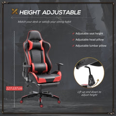 Gaming Chair, PU Leather - Red, Black
