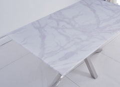 Riviera 160cm White Marble Dining Table