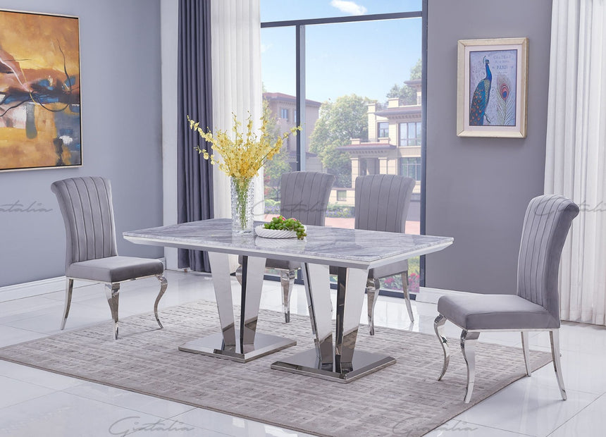 Liyana Black Velvet Dining Chair with Chrome Legs