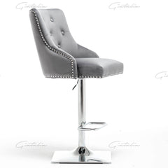 Knightbridge Grey Velvet Knocker Back Barstool