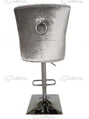 Knightbridge Grey Velvet Knocker Back Barstool