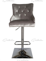 Knightbridge Grey Velvet Knocker Back Barstool