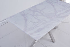 Riviera 160cm White Marble Dining Table
