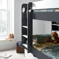 Olly 3ft Grey and White Bunk Bed with Storage