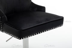 Montpellier Lion Knocker Back Black Velvet Barstool
