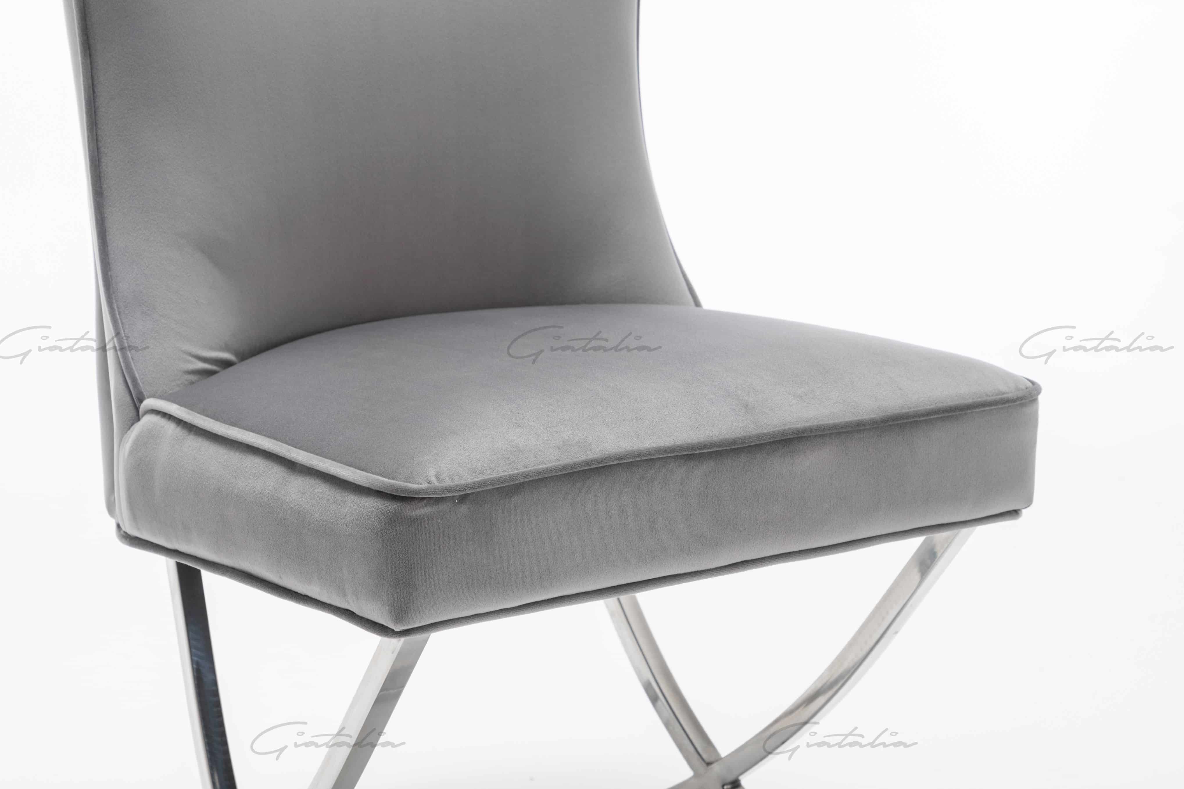 Curva Grey French Velvet  Chair