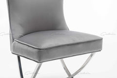Curva Grey French Velvet  Chair