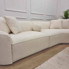 Pebble 3 Seater White Boucle Sofa