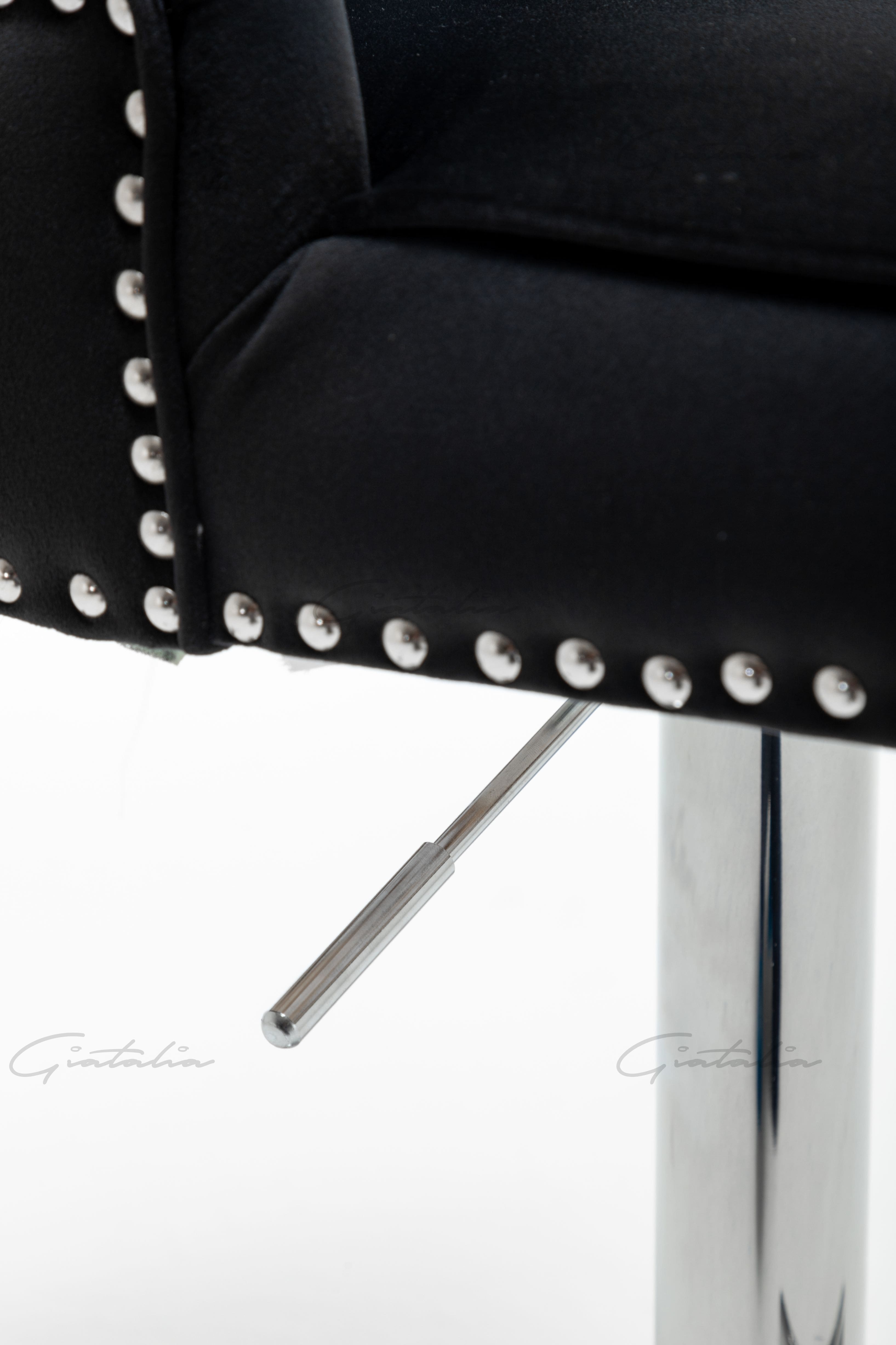 Montpellier Lion Knocker Back Black Velvet Barstool