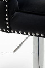 Montpellier Lion Knocker Back Black Velvet Barstool