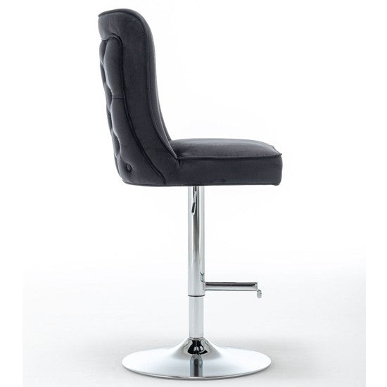 Belgravia  Black Velvet Button Back Barstool