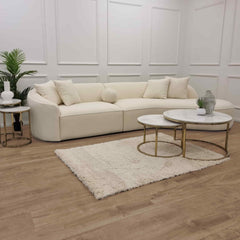 Pebble 3 Seater White Boucle Sofa
