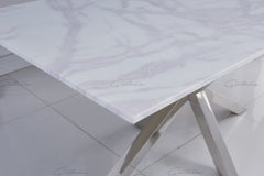 Riviera 160cm White Marble Dining Table